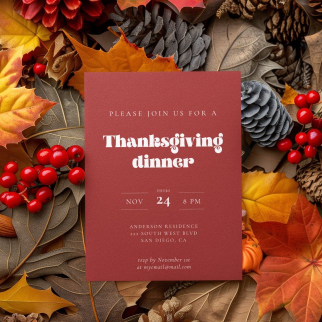 Retro script Thanksgiving dinner Invitation (Creator Uploaded)