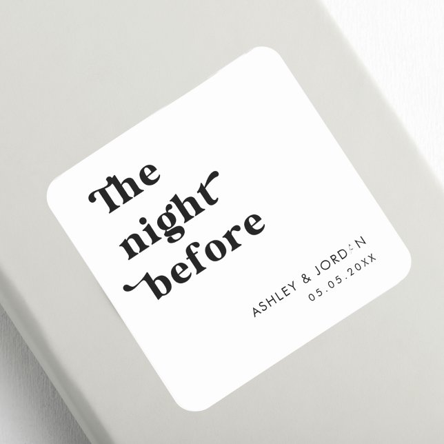 Retro Script Typography The Night Before Rehearsal Square Sticker (Creator Uploaded)