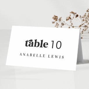 Retro Script Wedding Place Card with Guest Name