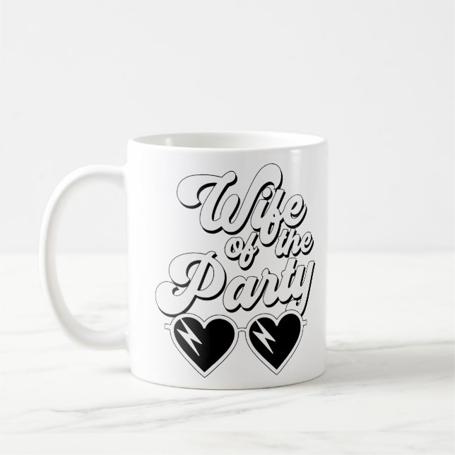 Retro Script Wife Of The Party Bachelorette Coffee Mug (Left)