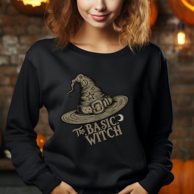 Retro Script Witchy Hat Halloween Womens Costume  Sweatshirt (Creator Uploaded)