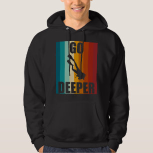 Retro Scuba Diving Go Deeper Diver Ocean Adventure Hoodie