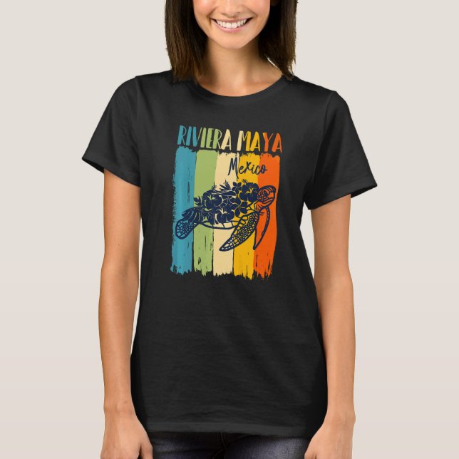 Retro Sea Turtle Riviera Maya Mexico Theme Friends T-Shirt (Front)