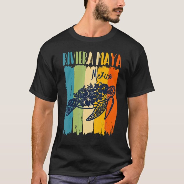 Retro Sea Turtle Riviera Maya Mexico Theme Friends T-Shirt (Front)