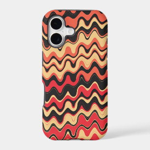 Retro Sea Wavy Stripes Pattern (Black, Red)