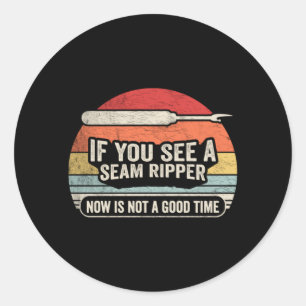 Retro Seam Ripper Funny Sewing Quilter Crafter Classic Round Sticker