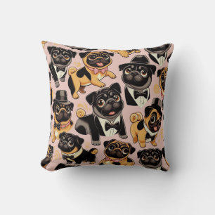 Retro Seamless Cute Pug Cushion