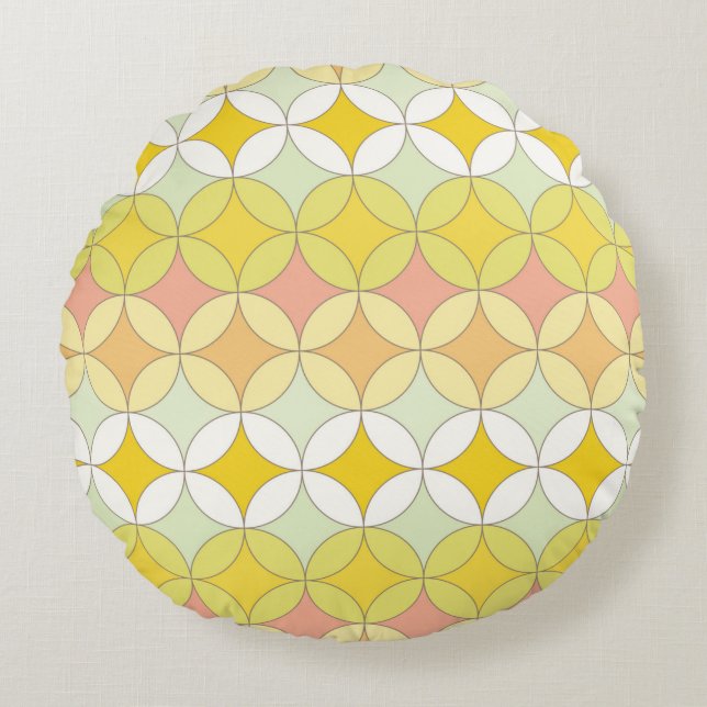 Retro seamless pattern. Disco style.  Round Cushion (Front)