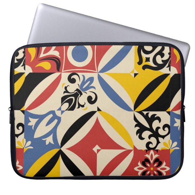 Retro seamless pattern from bright simple geometri laptop sleeve (Front)