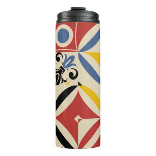 Retro seamless pattern from bright simple geometri thermal tumbler