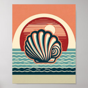 Retro Seashell Art Poster
