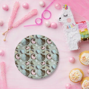 Retro Seashell Pattern Paper Plate
