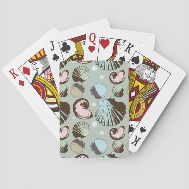 Retro Seashell Pattern Playing Cards (Back)