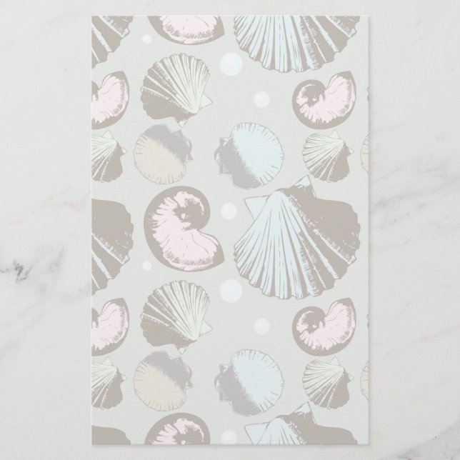Retro Seashell Pattern Stationery (Front)