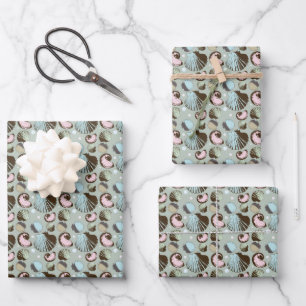 Retro Seashell Pattern Wrapping Paper Sheet