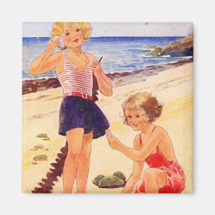 Retro Seashore Refrigerator Magnet