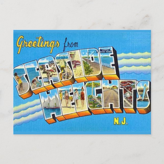 Retro Seaside Heights NJ  Postcard (Front)
