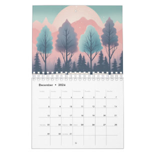 Retro seasonal art calendar   Vibrant Pastel