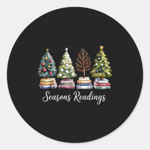 Retro Seasons Readings All Booked Christmas Book L Classic Round Sticker