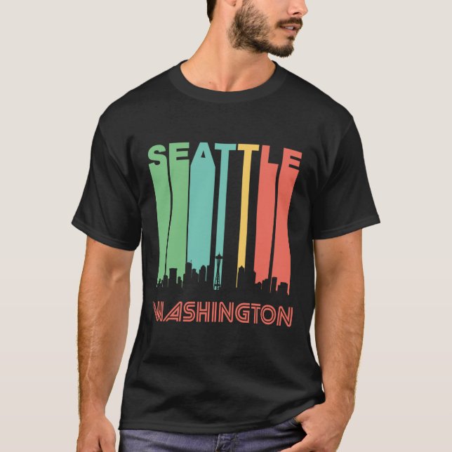 Retro Seattle Skyline T-Shirt (Front)