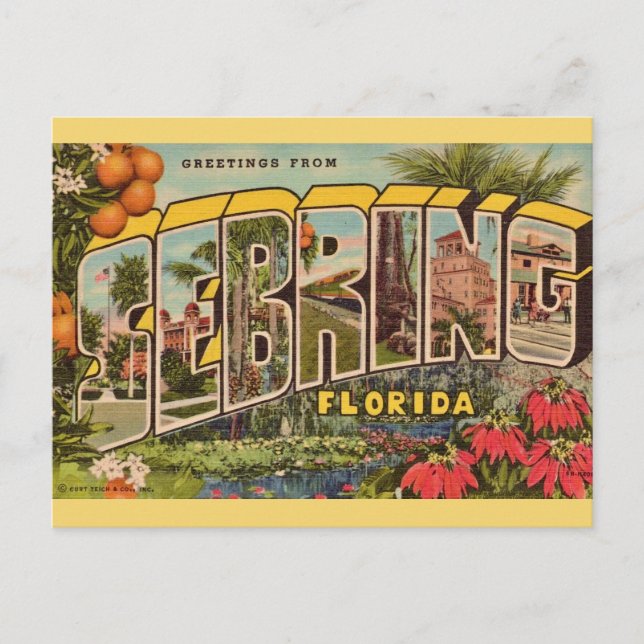 Retro Sebring Florida Postcard (Front)