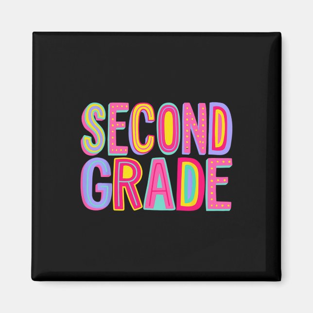 Retro Second Grade Rainbow Vibes Ck To School 2nd  Magnet (Front)