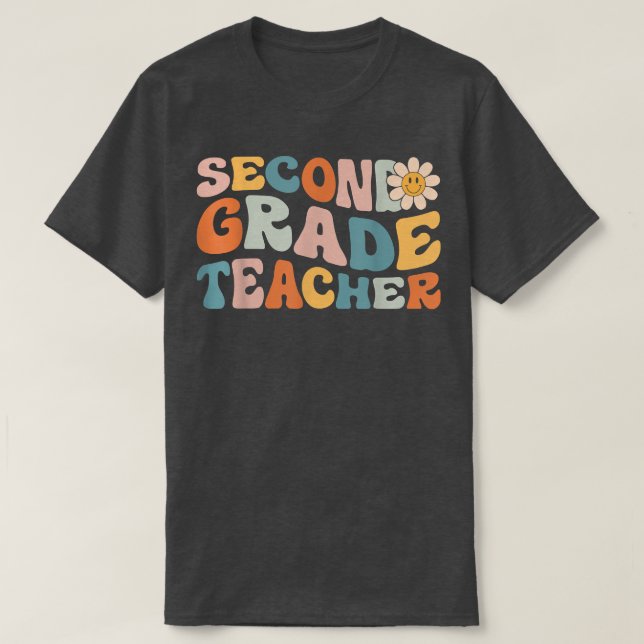 Retro Second Grade Teacher Life  Colourful 2nd Gra T-Shirt (Design Front)