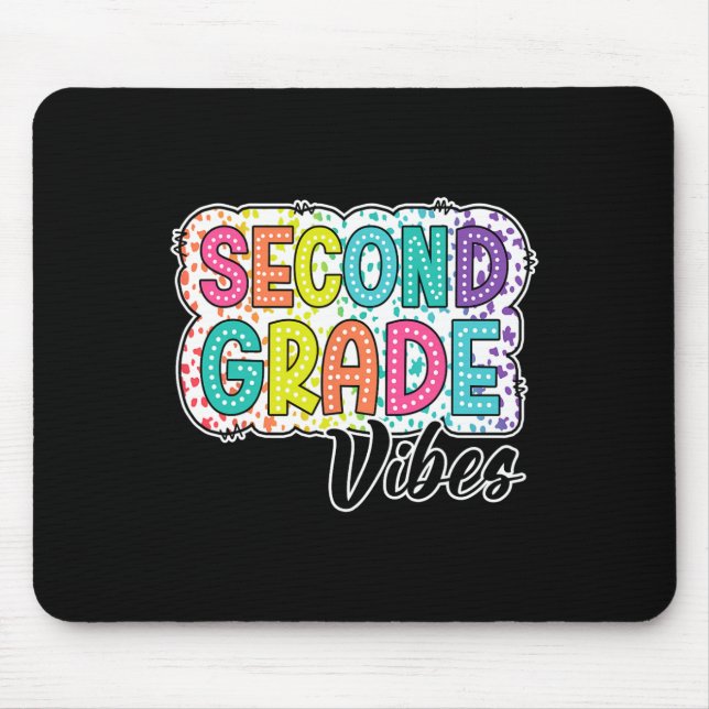 Retro Second Grade Vibes Back To School 2nd Grade  Mouse Pad (Front)