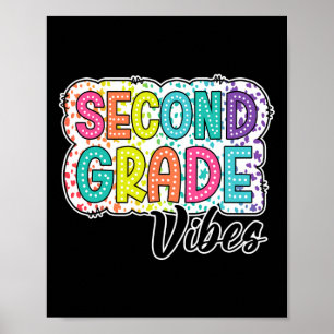 Retro Second Grade Vibes Back To School 2nd Grade  Poster