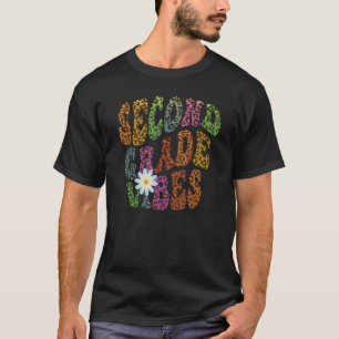 Retro SECOND GRADE VIBES Teacher Peace Love 2nd Gr T-Shirt