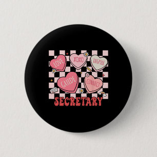 Retro Secretary Valentine Heart School Front Offic 6 Cm Round Badge