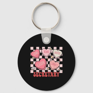 Retro Secretary Valentine Heart School Front Offic Key Ring