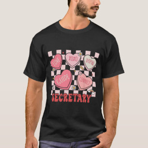 Retro Secretary Valentine Heart School Front Offic T-Shirt
