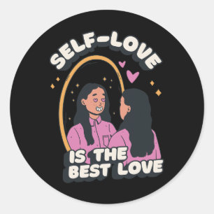 Retro Self Love Is The Best Love Mental Health Ins Classic Round Sticker