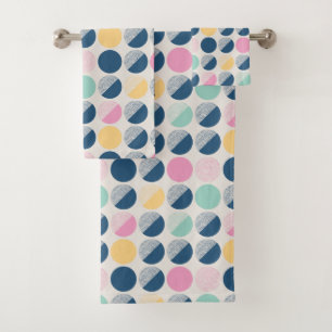 Retro Semi-Circle Pattern Bath Towel Set