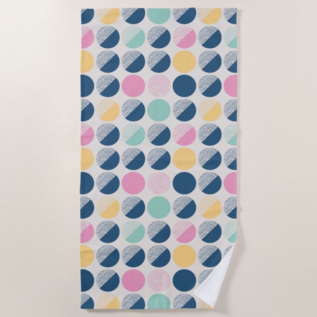 Retro Semi-Circle Pattern Beach Towel (Front)