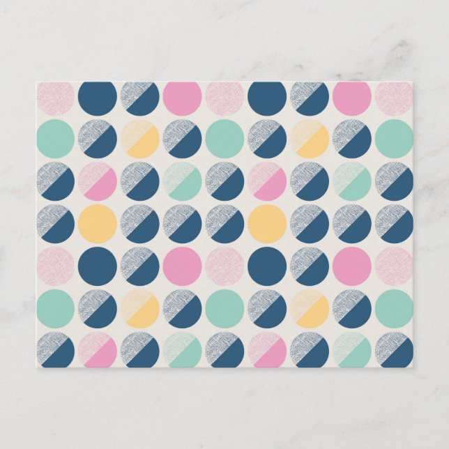 Retro Semi-Circle Pattern Holiday Postcard (Front)