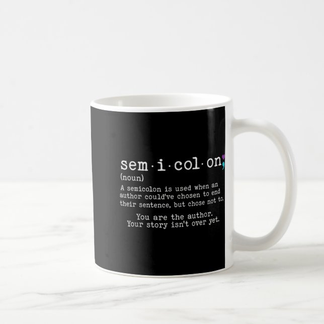 Retro Semicolon Definition Suicide Prevention Awar Coffee Mug (Right)