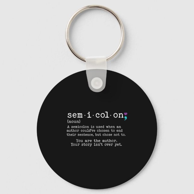 Retro Semicolon Definition Suicide Prevention Awar Key Ring (Front)