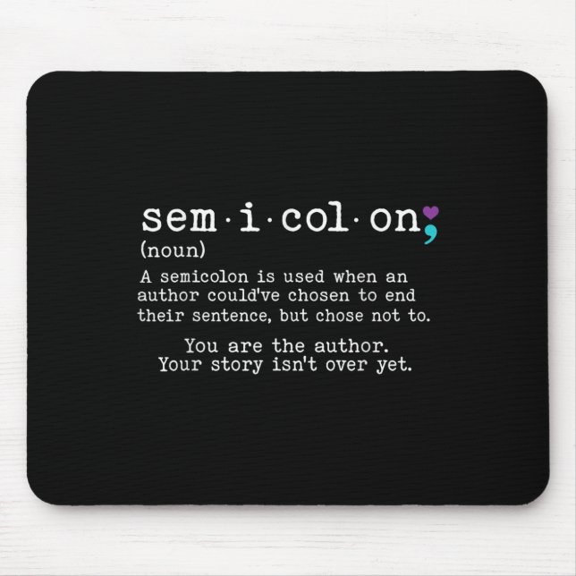 Retro Semicolon Definition Suicide Prevention Awar Mouse Pad (Front)