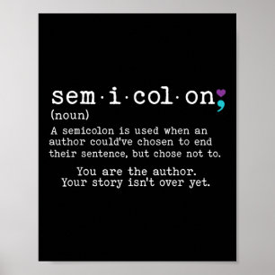 Retro Semicolon Definition Suicide Prevention Awar Poster