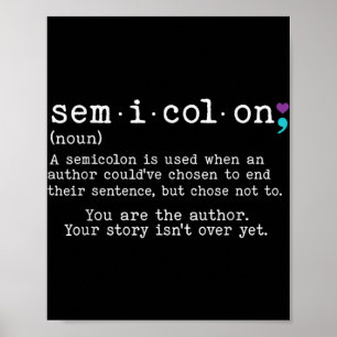Retro Semicolon Definition Suicide Prevention Awar Poster