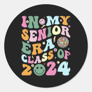 Retro Senior 2024 Class Of 2024 Graduate In My Sen Classic Round Sticker