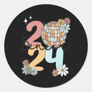 Retro Senior 2024 Disco Ball Class Of 2024 Graduat Classic Round Sticker
