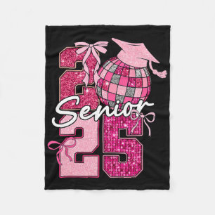 Retro Senior 2025 Coquette Bow Graduation Cl Of 20 Fleece Blanket