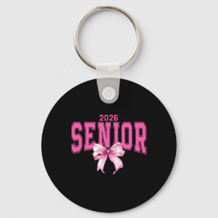 Retro Senior 2026 Cl Of 2026 Coquette Pink Bow Gra Key Ring