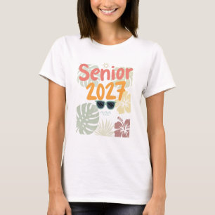 Retro Senior 2027 Tropical Floral Distressed T-Shirt