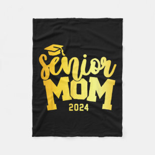 Retro Senior Mum Graduation Class Of 2024 School L Fleece Blanket