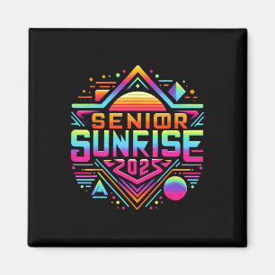 Retro Senior Sunrise 2025 High School 12th Twelfth Magnet