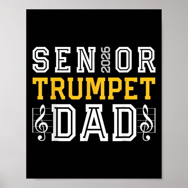 Retro Senior Trumpet Dad 2026 Marching Band Cl Of  Poster (Front)